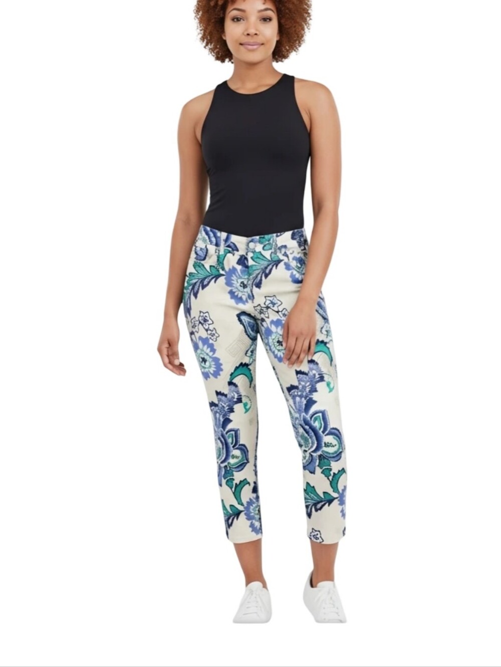 Chico's Floral Wide-Leg Kids Pants - Blue, Green on Cream So Lifting 0 US 4